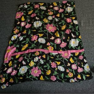 Kate Spade Black scarf with pink and yellow Floral Design NWT